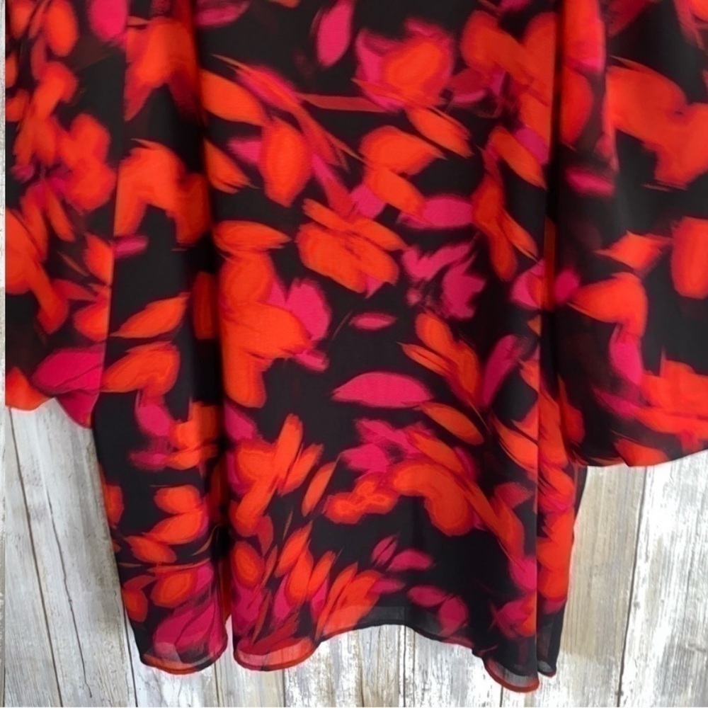 Calvin Klein Pink, Red, & Black Floral Blouse - Picture 2 of 4